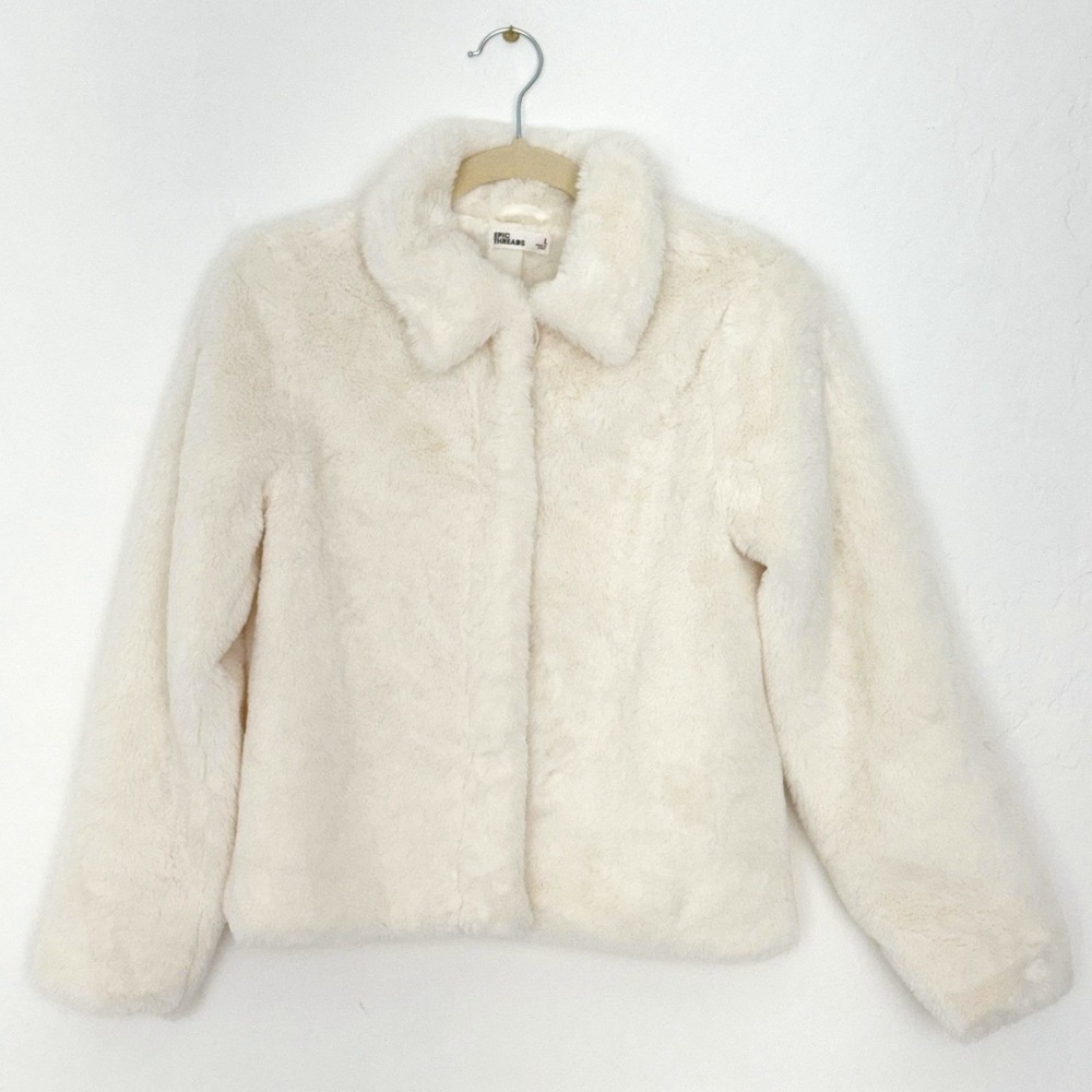 Epic Threads Girls Large Cream Soft Faux Fur Jacket Holiday Formal Wedding Coat